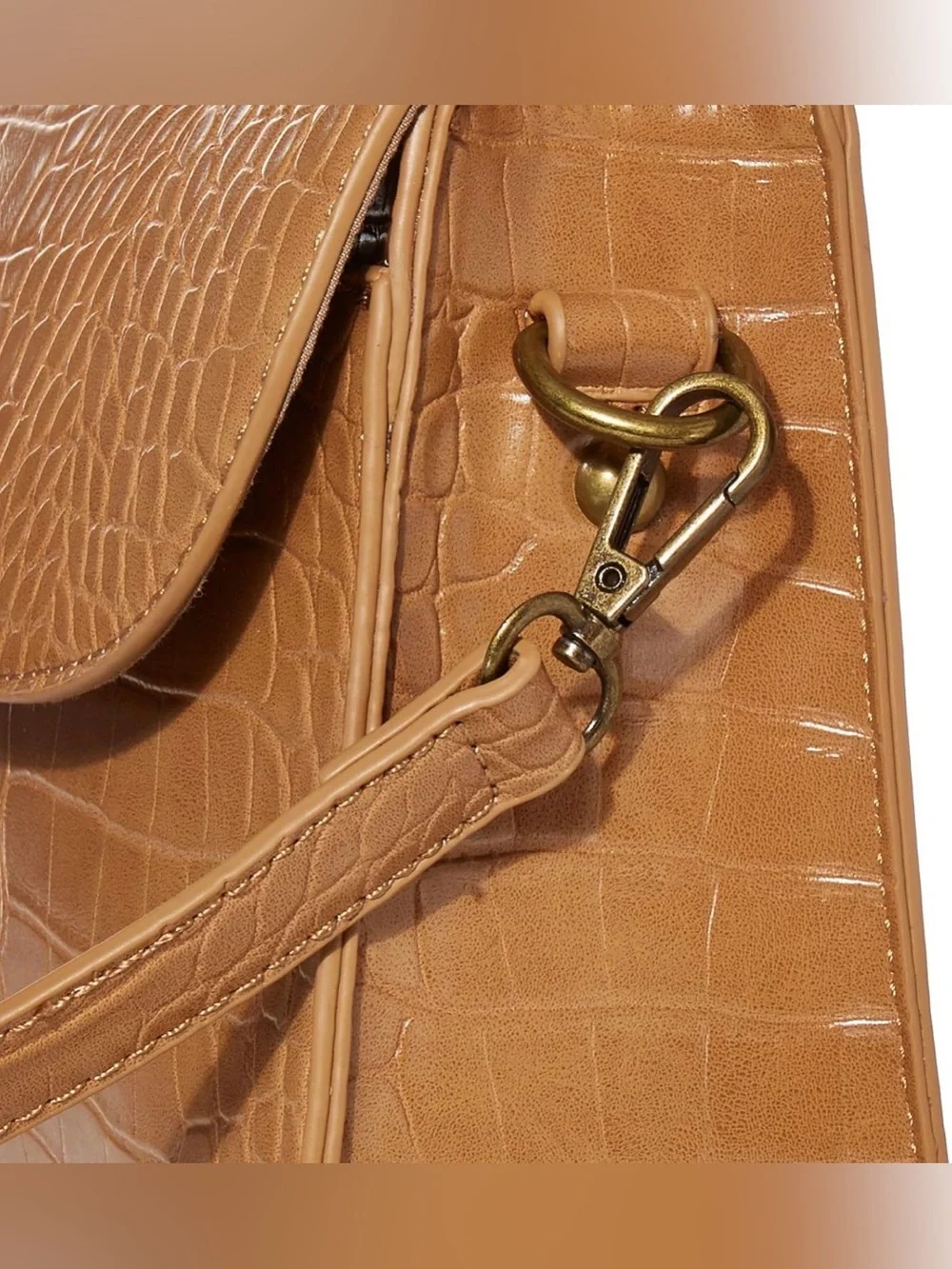 New Rare The Drop Women’s Diana Classic Croc-Embossed Top-Handle Bag in Tan
